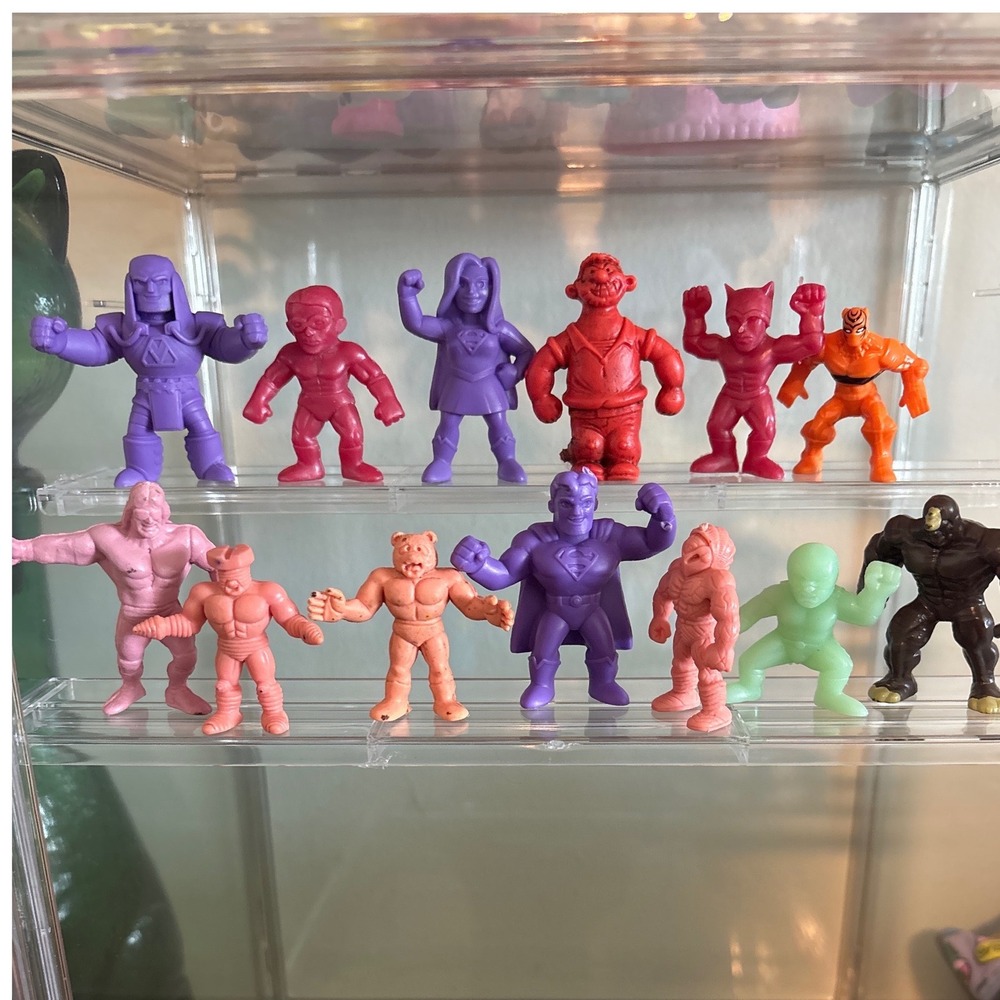 Vintage Mixed Lot 13 Rubber Mini Figures Muscle Men Superhero Monster Toys